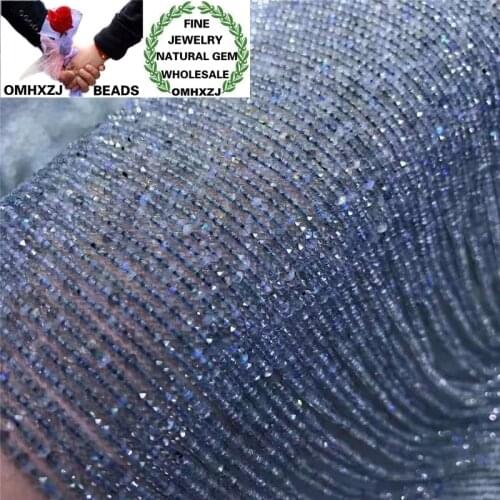 OMHXZJ Wholesale ZB286 1x2mm DIY Bracelet Necklace Jewelry Making Accessories Findings Natural Stone Fine Labradorite Round Bead