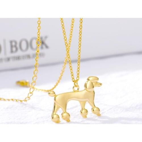 Wholesale 10pcs Dropshipping Pet Dog Necklace Cute Poodle Necklace Stainless Steel Chain Fasion Animal Jewelry