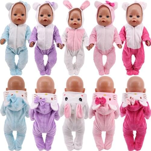 Animal Cute One-piece Pajamas For 18 Inch American Doll Accessory Girl Toy 17inch 43cm Born Baby Clothes Accessories Generation