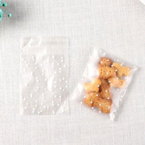 100pcs Self Adhesive Cookie Bags Party Wedding Gift White Dot Opp Plastic Pastry Bags Party Favor Bag For Bakery Candy Biscuits