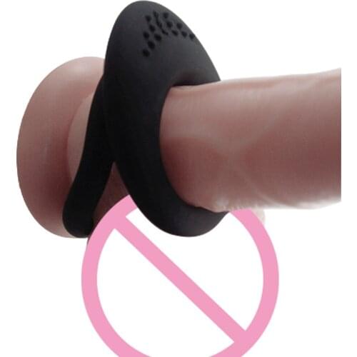 Silicone Double Locking Cock Ring Male Delay Penis Rings Ball Stretcher Sex Toys for Man Dick Dildo Adults Chastity Device Shop