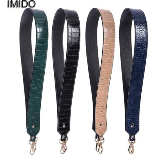 IMIDO Long Strap Crocodile pattern Split leather Women replacement strap shoulder belt handbag accessories parts for bags STP119