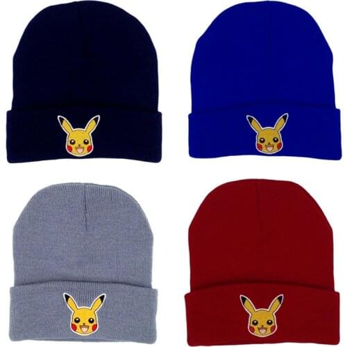 Pokemon Pikachu Adult Fall/Winter Warm Hood Cartoon Embroidered Hip Hop Knitted Hat Trendy Fashion Ski Hat Winter Essential Hat