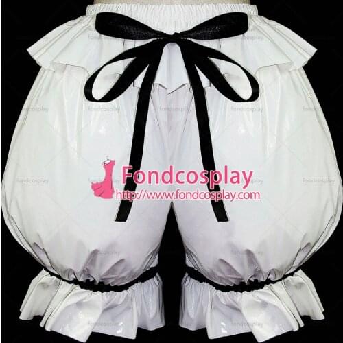 Sissy White Gothic Lolita Punk Bloomers Pvc Pants Have A Bowknot Cosplay Costume Custom-made[G587]