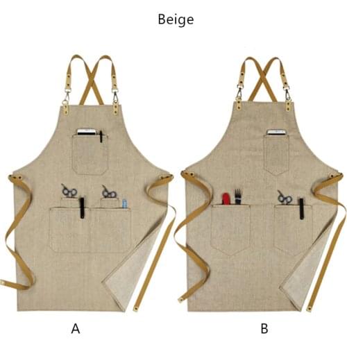 Waterproof Cook Bake Flax Apron Barista Bartender Bistro Pastry Chef Catering Uniform Florist Pet Grooming shop Work Wear E77