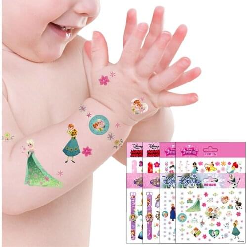 Disney Frozen Elsa Anna Girls Temporary Body Art Flash Tattoo Stickers Princess Sofia Pony Minnie Waterproof Styling Stickers