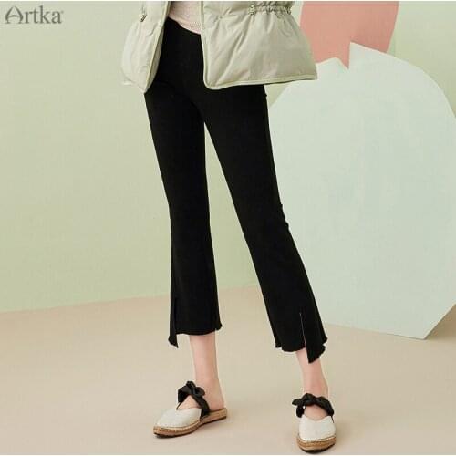 ARTKA 2020 Autumn New Women Jeans Fashion High Waist Skinny Black Jeans Casual Denim Flare Pants High Stretch Jeans KA20103Q