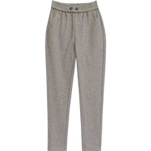 Woolen Trousers Womens Autumn Winter 2021 New High-Waisted Thin All-Match Casual Woolen Trousers Radish Ladies Harem Pants L430