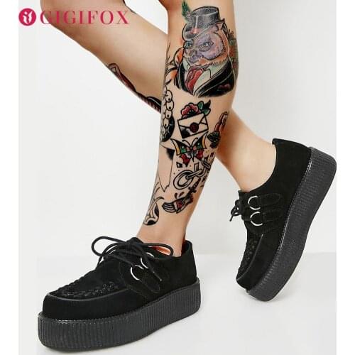 In Stock Female Flat Platform Flats Black White Leopard Lace Up Trendy 2021 Spring Summer Woman Casual Shoes Creepers