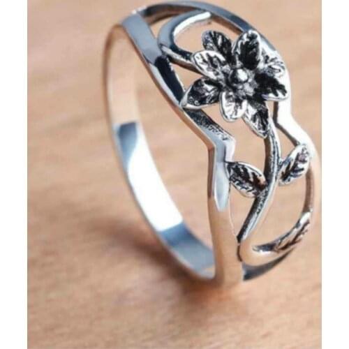 Women Vintage Zinc Alloy Rose Ring Courtship Wedding Engagement Party Rings Jewelry For Girl Best Gift