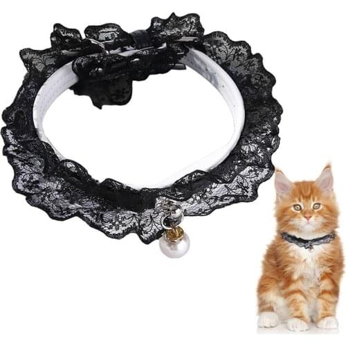 1pc Pet Collar Lovely Adjustable Rhinestone Lace Decor Pet Necklace Collar For Small Dogs Cats Pet Supplies Clothing Accessories
