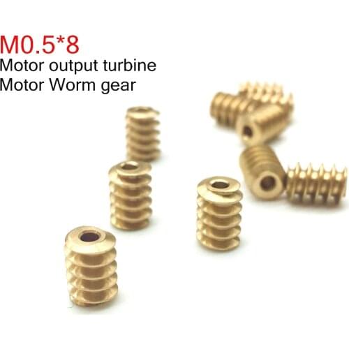 10PCS M0.5*8 motor output turbine 0.5M Motor shaft Worm gear 2mm Pure copper turbine