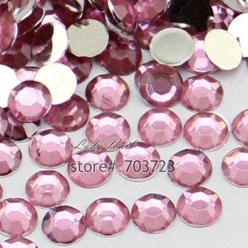 1000PCS Flatback 14 Facets Resin Round Rhinestone Tips Beads Makeup Nail Art Decoration Tools ss20 5mm Pink N03