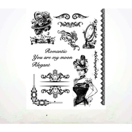 14x18CM Butterfly Ladies Transparent Seal Clear Stamps Silicone Seal Roller Stamps DIY Scrapbook Album / Card Production