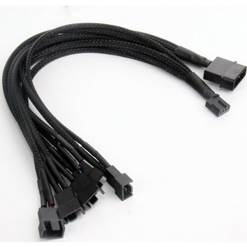 2pcs Computer Fan Line One Point Five 4Pin Fan HUB Hub Big 4Pin Power Supply Small 4Pin Speed Measurement Temperature Control