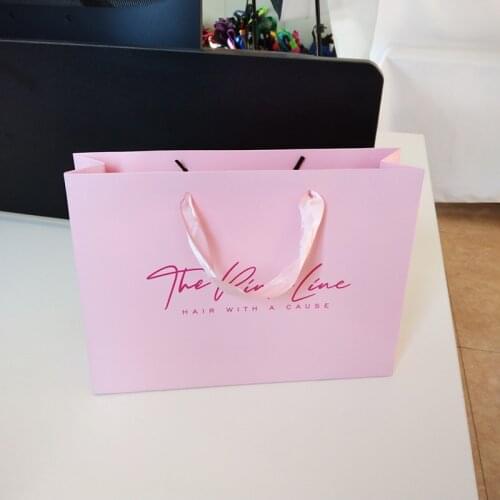 500Pcs/Lot Custom Logo Gift Cosmetics Bags Pretty High-end Paper Wedding Party Favor Kraft Paper Bag for Festival Celebration