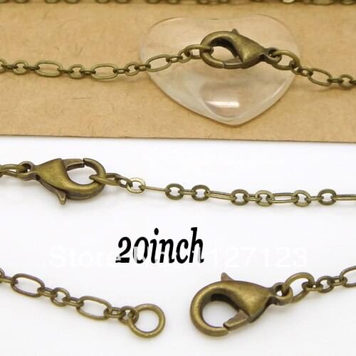 Free Ship! 100PCS 3.2x4.8mm 20"L Antique bronze Jewelry Link Curb Chain Necklace With Lobster clasp