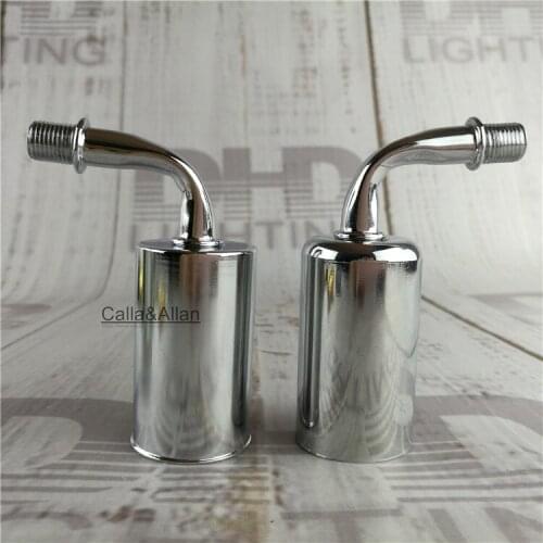 Free shipping of DIY wall lamp holders glossy silver color iron cover with E14/E12 ceramic socket 85mm corner arm light socket