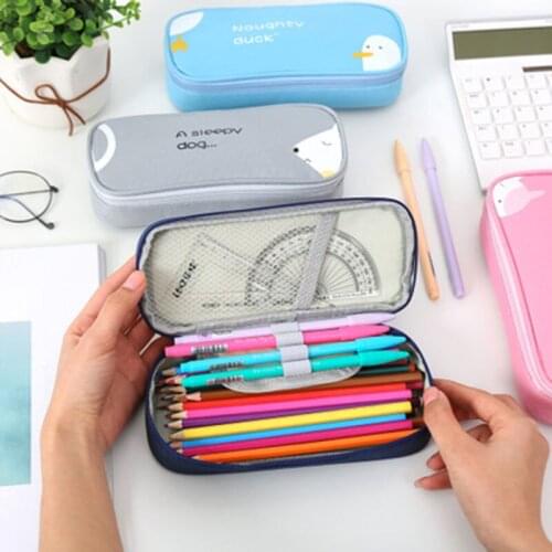 Large Capacity Pencil Case Kawaii Canvas Pencilcase School Case Supplies Pencil Bag School Box Pencil Stationery