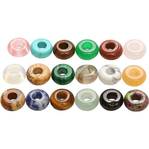 5Pcs/Pack Natural Big Hole Crystal Semi-precious Stone Loose Beads Abacus Beads Natural Stone Jewelry European Beads 5*10mm