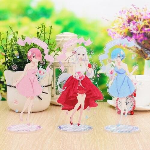 Anime Re Zero Figure Rem Ram Toys Re Life In A Different World From ZeroEmilia Acrylic Doll Kimono Wedding Dress Girl 15cm