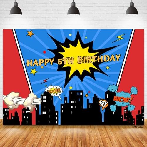 Custom Name Baby Kid Birthday Night Backdrop For Photography Superhero Party Family Shoot Photocall Photo Background Photostudio