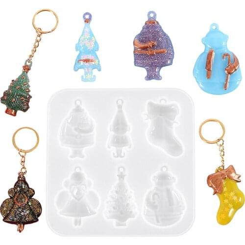 Christmas Tree Santa Claus Silicone Casting Resin Molds For DIY Resin Jewelry Pendant Keychain Sweater Chain Uv Epoxy Handmade