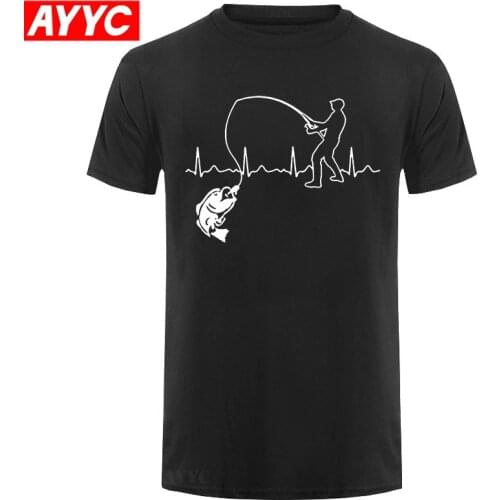 Funny Summer Style Eat Sleep Fishing Heartbeat T Shirt Men Joke Short Sleeve Cotton fisherman Fish T shirt