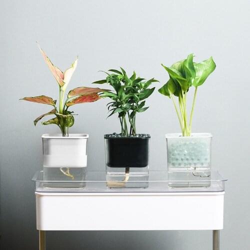 Hydroponic Flower Pots Water-Free Flower Pots Automatic Water Absorption Succulent Aquaculture Transparent Round Double Layer