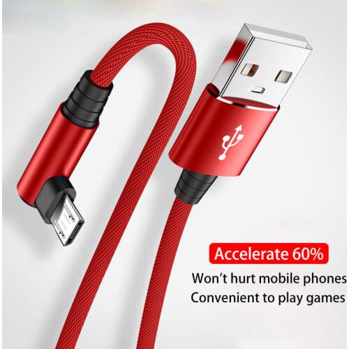 USB Micro Cable 3A 90 Degree Elbow Data Cable Charger Cord for Samsung Xiaomi Mobile Phone Accessories Fast Charging Usb Cable