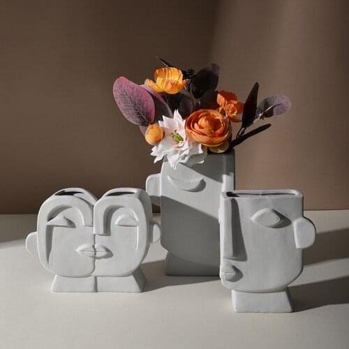 Creative Nordic Ceramic Vase Decoration Living Room Bedroom Face Art Countertop Home Decorat Crafts Ornaments