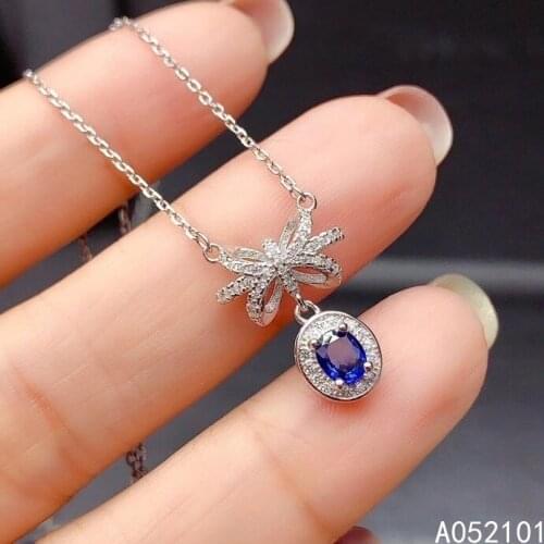 KJJEAXCMY fine Jewelry 925 Sterling Silver Natural sapphire Girl luxury Pendant Necklace Support Test Chinese style with box