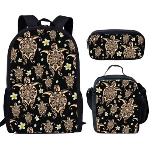 Unique Sea Turtle Print School Bag Set for Teen Boys Girls Elementary Student Primary Kids Schoolbag Child Bookbags