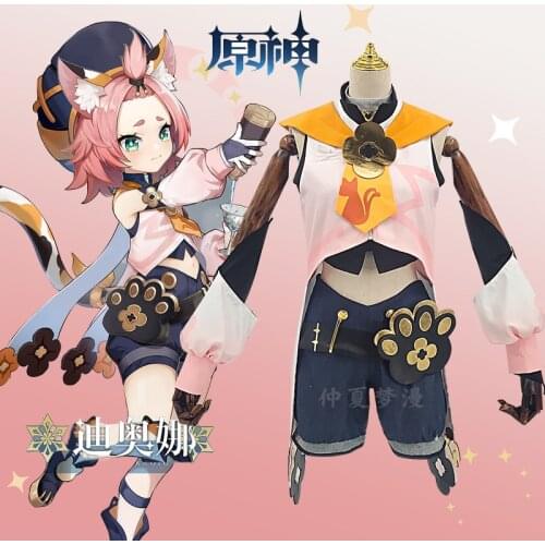 Anime Game Genshin Impact Diona Game Suit Lovely Uniform Cat Dress Cosplay Costume Full Set Halloween Women Freeshipping 2020New