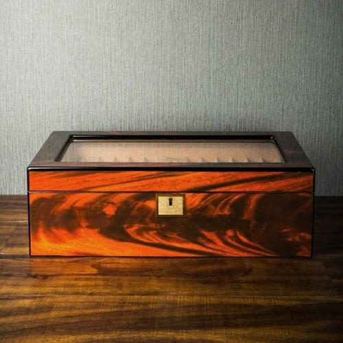 LUBINSKI Cedar Wood Travel Humidor W/Lock Humidifier Hygrometer Cigar Cigarette Case Holder Box Fit 50 Cigars Tobacco Storage