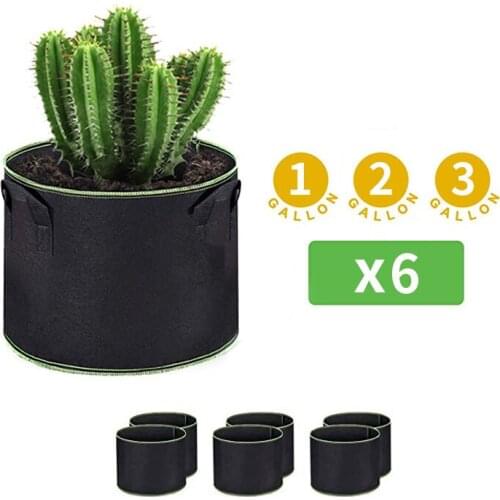 6PCS Gallon Grow Bags Heavy Duty Aeration Fabric Pots Thickened Nonwoven Fabric Pots Plant Grow Bags