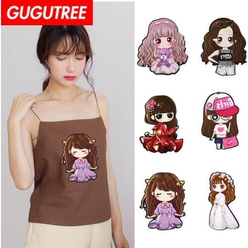 GUGUTREE printed embroidery big girl patch animal cartoon patches badges applique patches for clothing FD-190