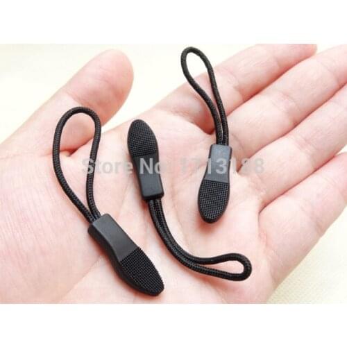 Brand News Black 1000pcs/pack Zipper Pulls Cord Rope Ends Lock Zip Clip Buckle For Paracord Accessories/ Backpack/Clothing