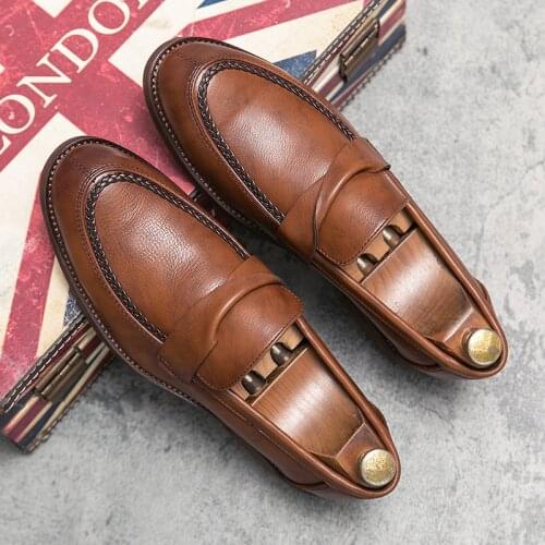 Wholesale Dropship Men Elegant Oxford Shoes Male Brogues Business Wedding Dress Formal PU Leather Shoes Metal Decoration 785