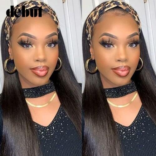 Debut Straight Headband Wigs For Women 100% Remy Straight Human Hair Bob Wigs 28'' Natural Black Glueless Cheap Human Hair Wigs