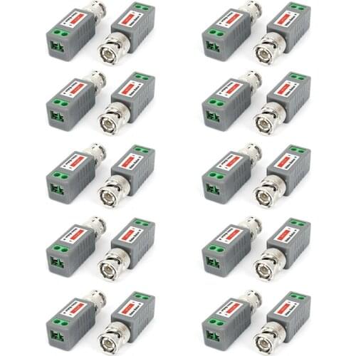 10Pairs CCTV Camera Cat5 UTP Passive BNC Video Balun Transceiver Receiver