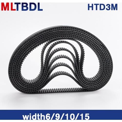 HTD 3M Timing Belt 180/183/186/189/192/195/198/201mm 6/9/10/15mm Width RubbeToothed Belt Closed Loop Synchronous Belt pitch 3mm