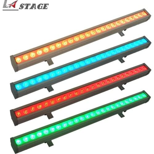 Free shipping (4pcs/lot) Flightcase DMX 512 IP65 Led Wall Washer Outdoor 24*4W LED Wall Washer Bar Light DMX RGBW 4IN1