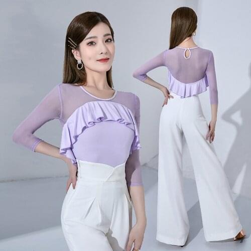 Modern Dance Top WomenS Summer National Standard Dance Wear Latin Practice Clothes Ballroom Dance Performance Costumes DQS7739