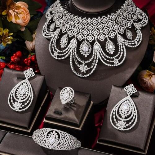 KellyBola Gorgeous Cubic Zircon Necklace Bracelet Earring Ring Ladies Wedding Party Performance High Quality Exclusive Jewelry