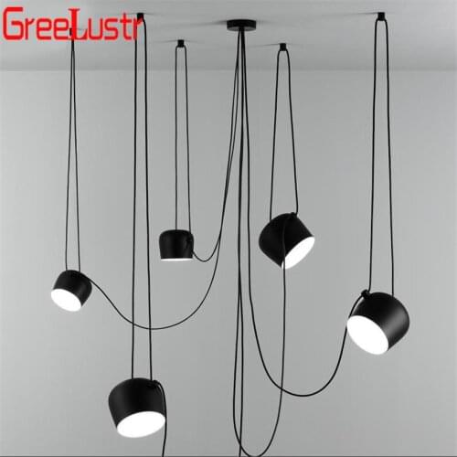 Vintage Lusters LED Chandelier Pendant Droplight for Dining Room Lampara Colgante E27 Black Luminaire Suspension Pendant lamps