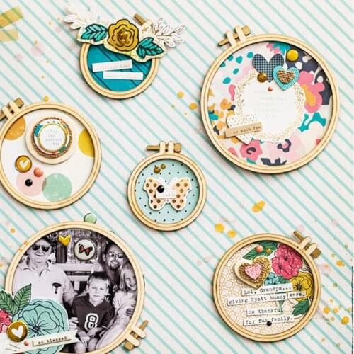 QITAI 24PCS/SET Plywood Embroidery Hoops Circle Frame Wooden Crafts Wedding Party Gift DIY Scrapbooking Home Decoration WF236