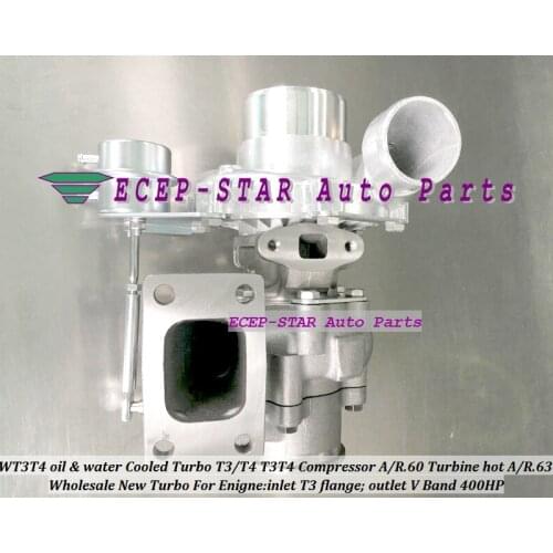 WT3T4 oil Cooled Turbo T3/T4 T3T4 Internal Wastegate;Compressor A/R .60 Turbine hot A/R.63 inlet T3 flange;outlet V Band 400HP