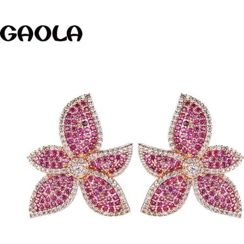 GAOLA Hot Sale Classic White Gold-Color Flower Dangle Earrings For Women GLE10067