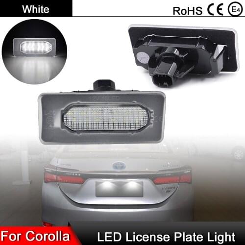 1 Pair For Toyota Corolla 2014 2015 2016 2017 2018 White LED License Plate Light Number Plate Lamp